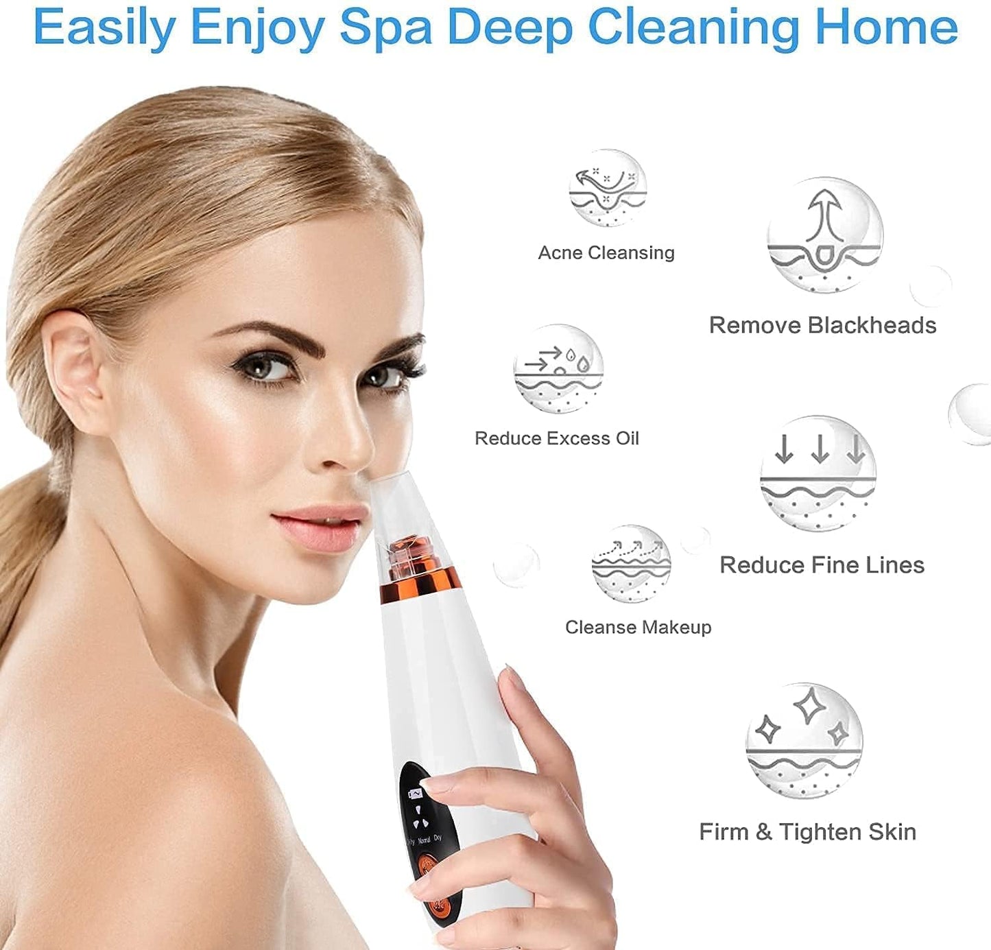 Blackhead Remover Vacuum Pore Cleaner 6 in 1 – Rechargeable Facial Acne & Whitehead Extraction Device