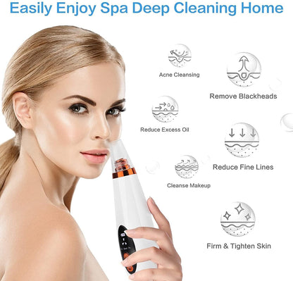 Blackhead Remover Vacuum Pore Cleaner 6 in 1 – Rechargeable Facial Acne & Whitehead Extraction Device