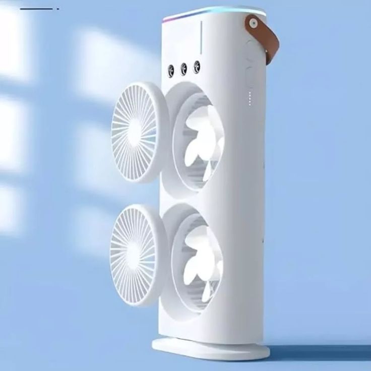 Portable Dual Fan Air Cooler with Humidifier & LED Night Light – 3-Speed Spray Cooling Fan